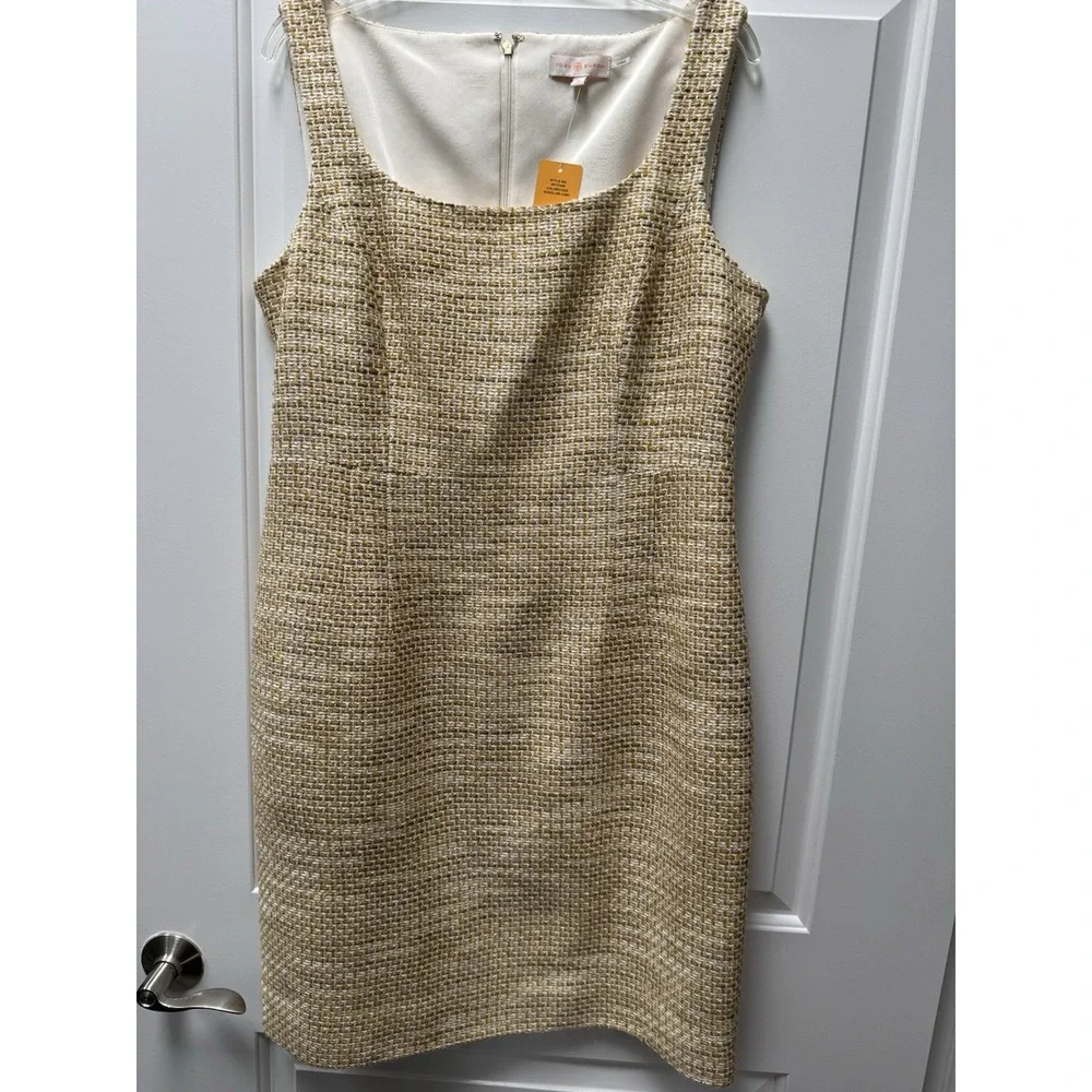 Tory Burch NWT Emma Dress Size 14 Yellow Sunglow Tweed Sleeveless Sheath‎